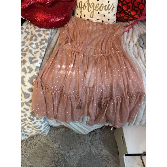 LC lauren conrad rose dot ruffle tulam kimono coverup duster dress robe nwt o/s - Picture 3 of 6